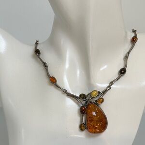 925 sterling silver Amber Necklace